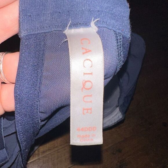 Cacique blue & gray lace lightly lined 44DDD Balconette bra - Picture 3 of 4